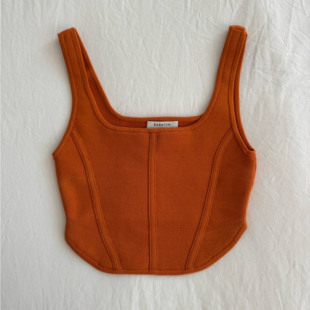 Babaton Sculpt Knit Bustier Tank Orange